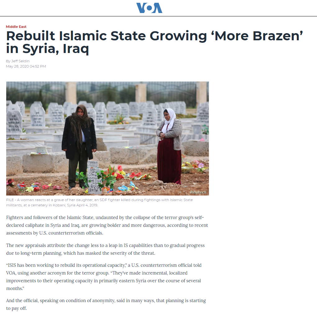 إذاعة صوت أميركا: داعش يعيد بناء قواته في العراق وسوريا