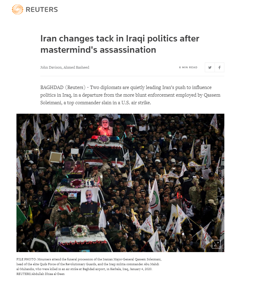 رويترز: دبلوماسيان يعكفان سراً على قيادة جهود إيران للتأثير في السياسة العراقية