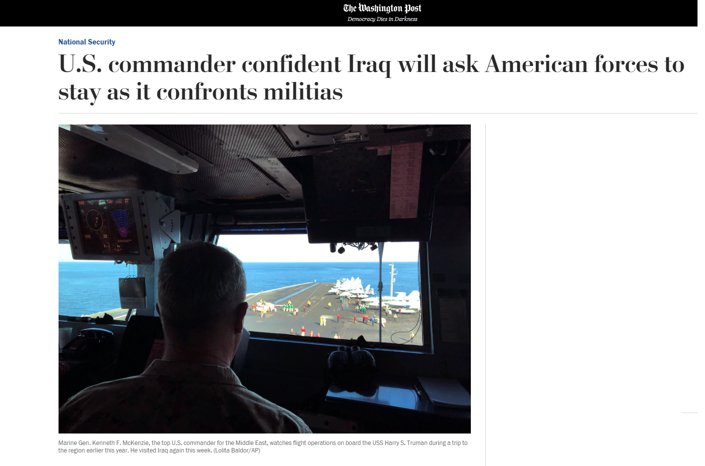 واشنطن بوست: الإدارة الأميركية تتعهد بدعم جهود العراق لمواجهة تهديد الميليشيات