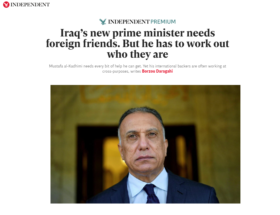 الاندبندنت البريطانية: العراق يعيش مأساة .. والكاظمي يجب أن يختار حلفاءه جيدا