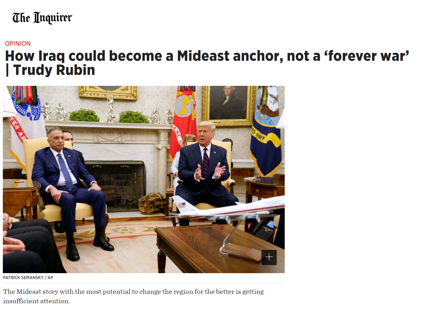 ذا إنكوايرر  الأمريكية: العراق يمكن أن يصبح نقطة ارتكاز في منطقة الشرق الأوسط