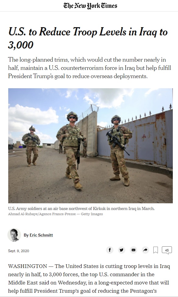 نيويورك تايمز: إدارة ترامب تبقي على 3000 جندي أميركي بالعراق لمحاربة داعش