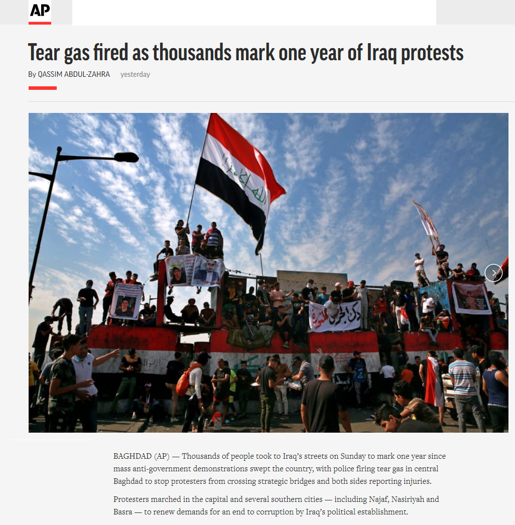 اسوشيتد برس: شرارة الاحتجاجات في العراق عادت للاشتعال مجددا
