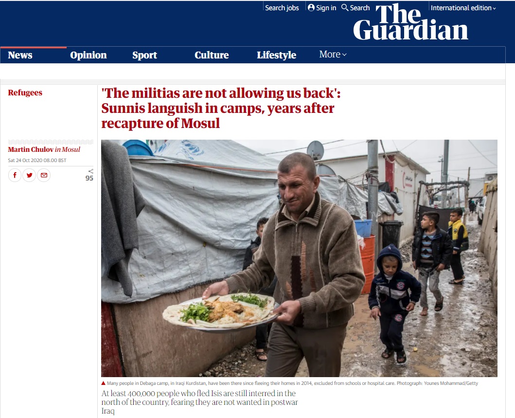 الغارديان: الميليشيات تحول دون عودة نازحي الموصل إلى مناطقهم