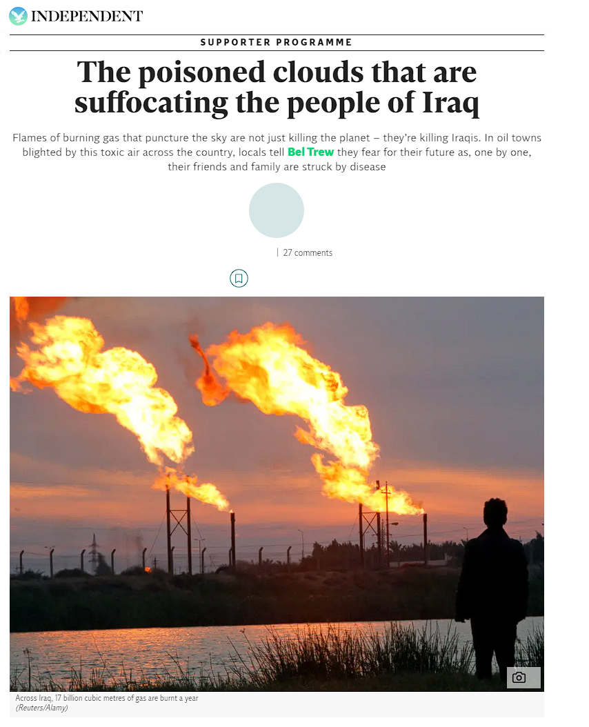 الاندبندنت البريطانية: السحب المسممة تغطي سماء البصرة وتتسبب في أضرار بيئية وصحية مدمرة