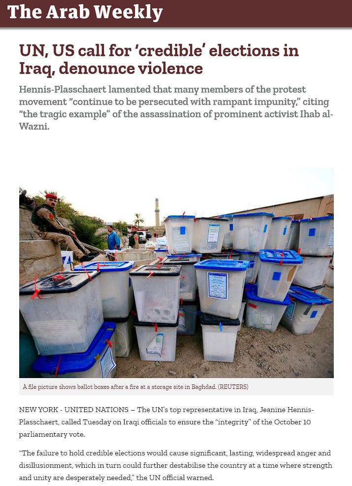 عرب ويكيلي: رفض دولي لجرائم الاغتيالات ووواشنطن ترغب في نشر فريق أممي لرقابة الانتخابات