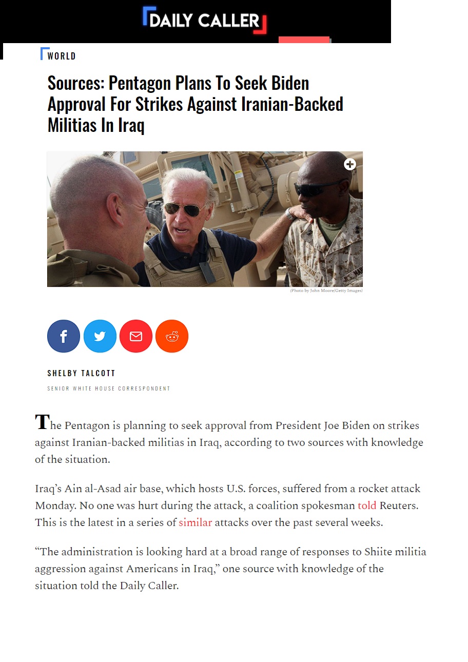 البنتاغون يرفض التعليق على تقرير بشأن خطط لـ”شن هجمات ضد ميليشيات عراقية”