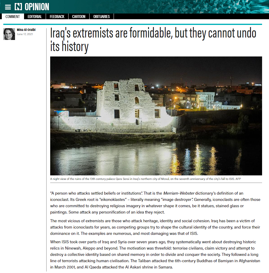 ذا ناشونال: العراق ضحية استهداف التراث والهوية والتماسك الاجتماعي