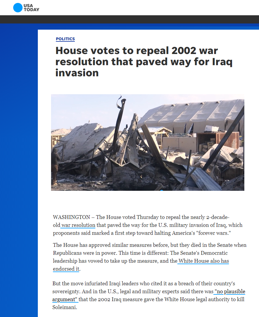 يو إس توداي: إلغاء تفويض الحرب في العراق يقلق الحلفاء بشأن الانسحاب من الشرق الأوسط