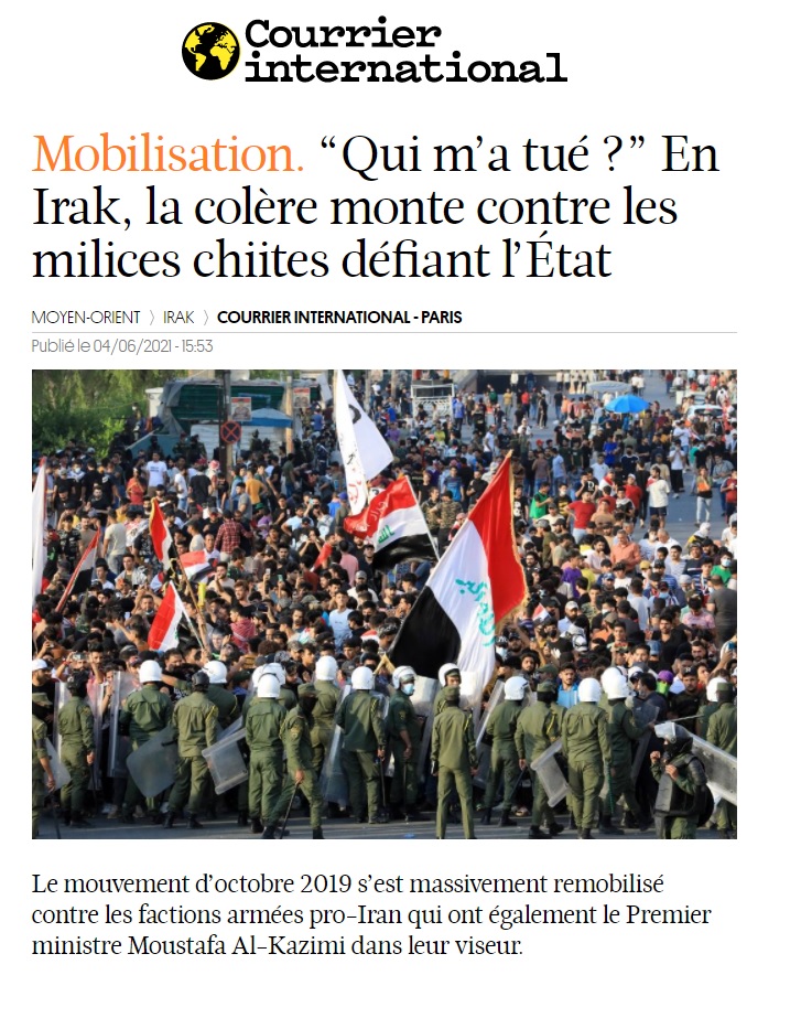 كوريير إنترناشونال الفرنسية: ثورة تشرين أعادت حشدها من جديد في العراق تحت شعارات تطالب بمحاسبة قتلة المتظاهرين