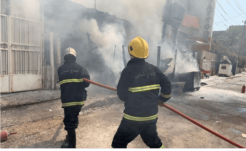 اندلاع حريق في فندق وسط بغداد والدفاع المدني ينقذ نزلاء