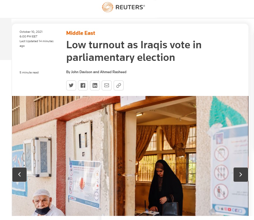 رويترز: عزوف نسبة كبيرة من العراقيين عن التصويت في الانتخابات