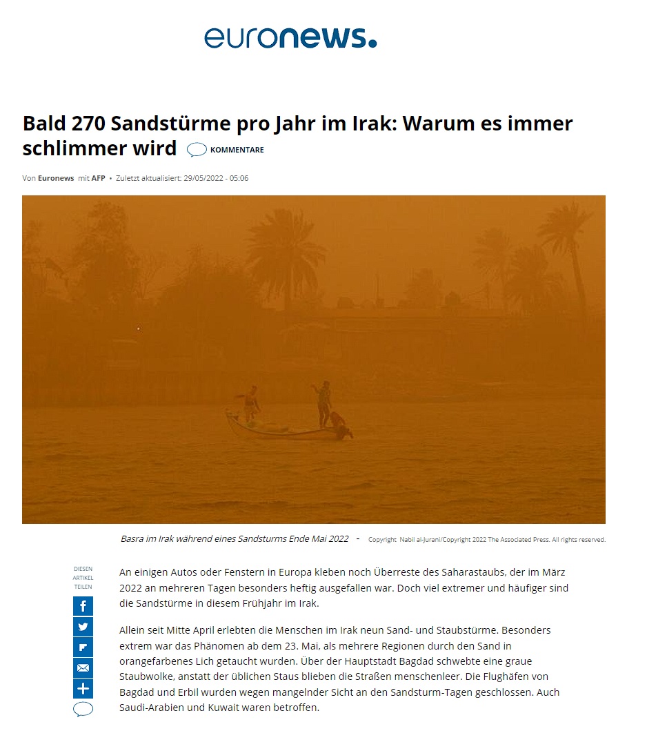 يورو نيوز: ما يقرب من 270 عاصفة رملية في العام في العراق: لماذا تزداد سوءًا؟
