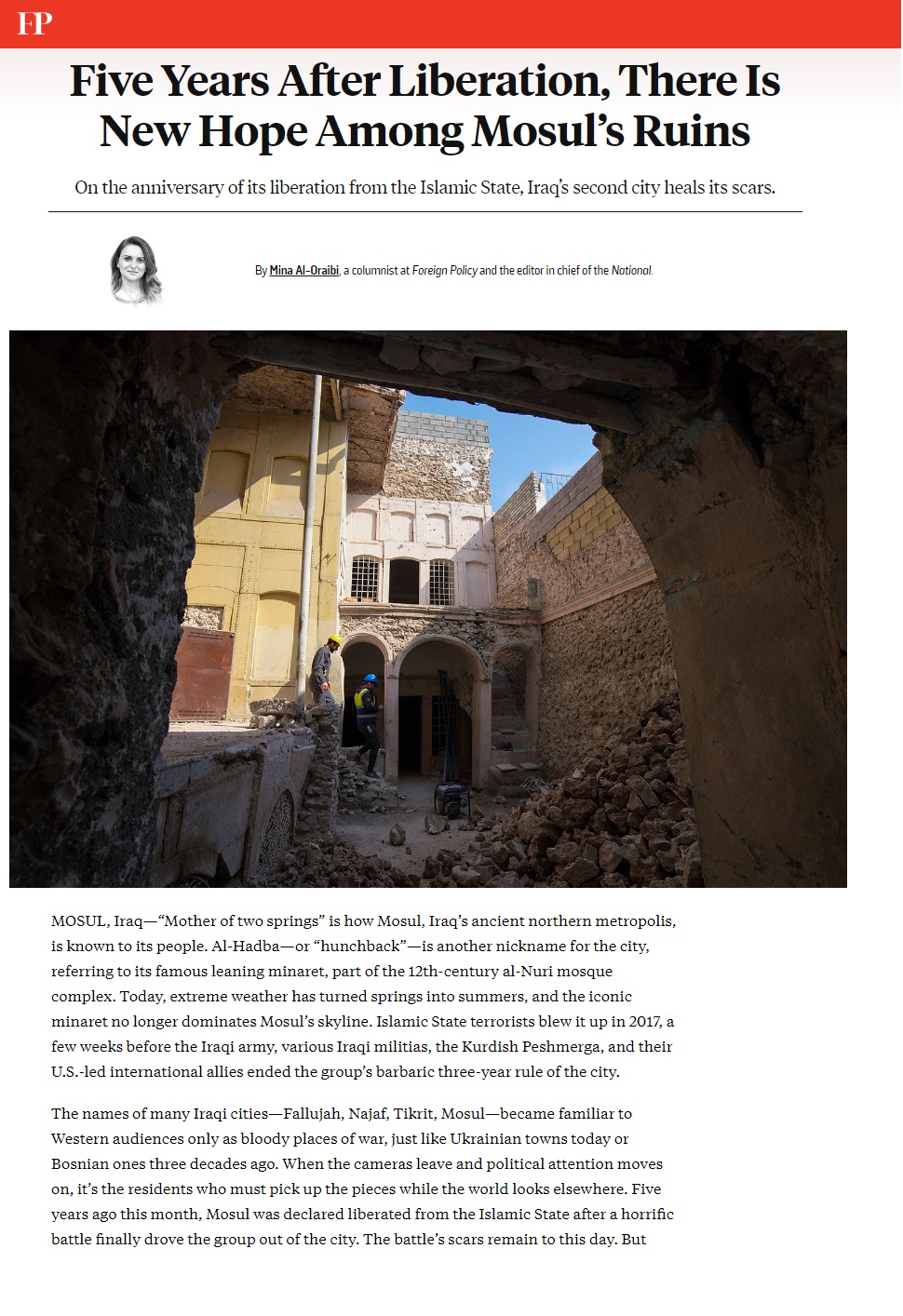 فورين بوليسي: الأمل بين أنقاض الموصل