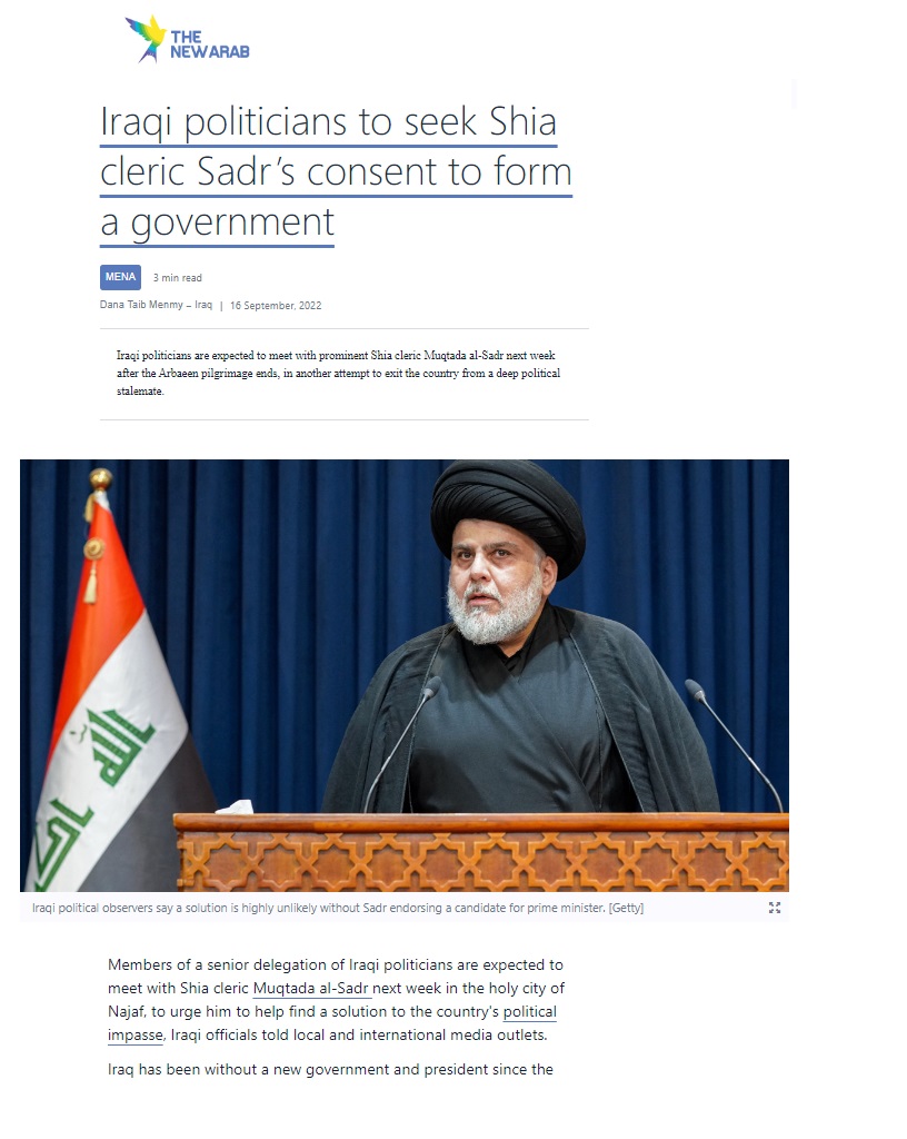 ذا نيو آراب: مساعي للتقارب مع الصدر لتشكيل الحكومة المقبلة