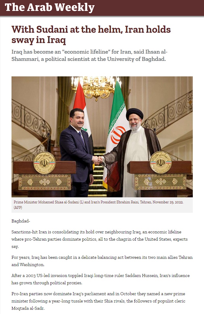 عرب ويكلي: السوداني يعزز سيطرة إيران على العراق