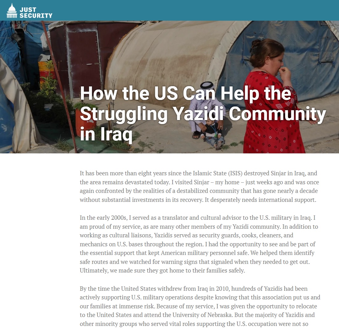 جاست سيكيورتي: سنجار تعاني الدمار والخراب في غياب الإعمار