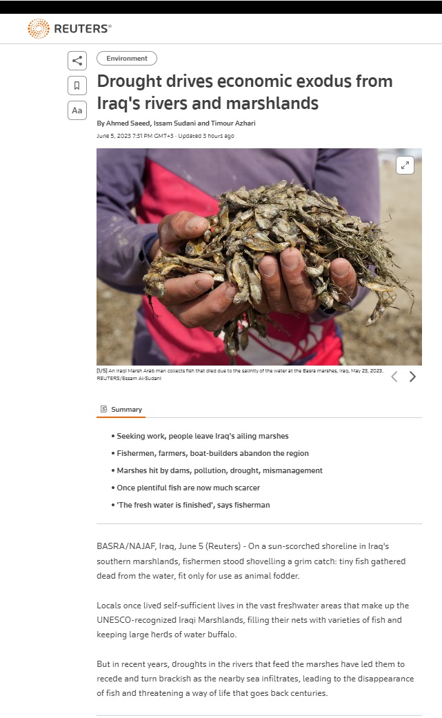 رويترز: الجفاف يدفع العراقيين للنزوح الداخلي