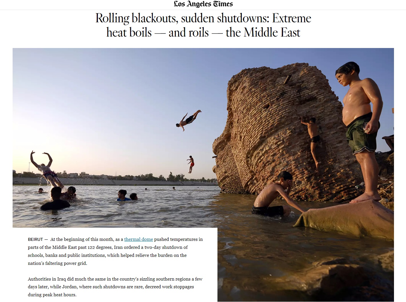 لوس أنجلوس تايمز: الشرق الأوسط “يغلي” والعراق صاحب الثروة النفطية يعاني