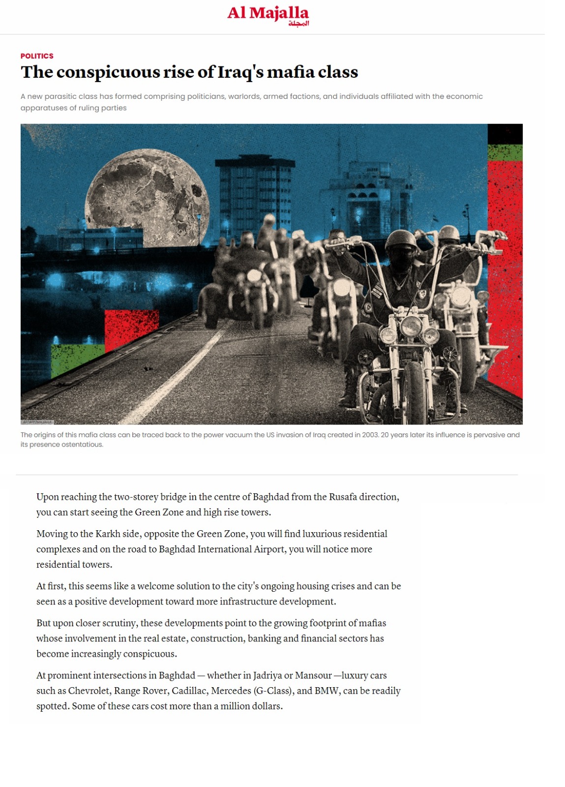المجلة: صعود المافيات وازدهارها في العراق