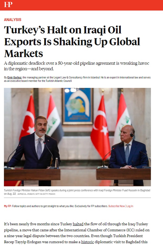 فورين بوليسي: الخلاف النفطي بين العراق وتركيا قد يؤدي لحرب أهلية