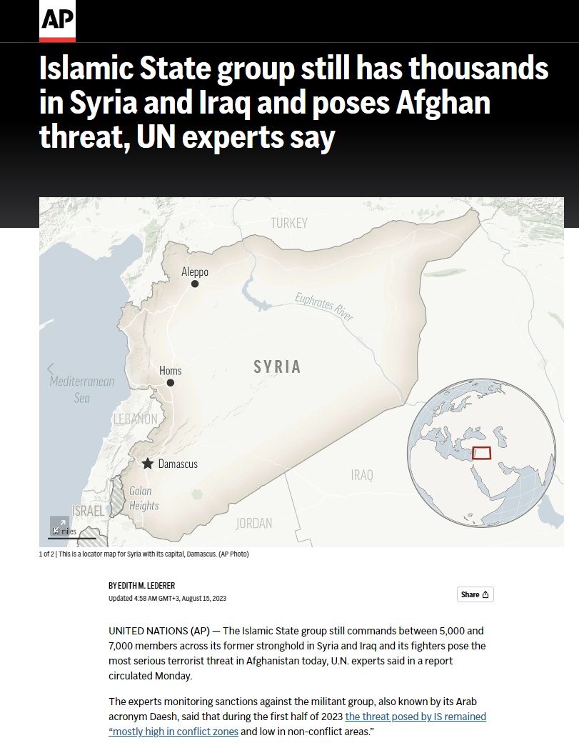 أسوشيتدبرس: أتباع بالآلاف في سوريا والعراق.. خبراء أمميون يحذرون من “تهديدات داعش”