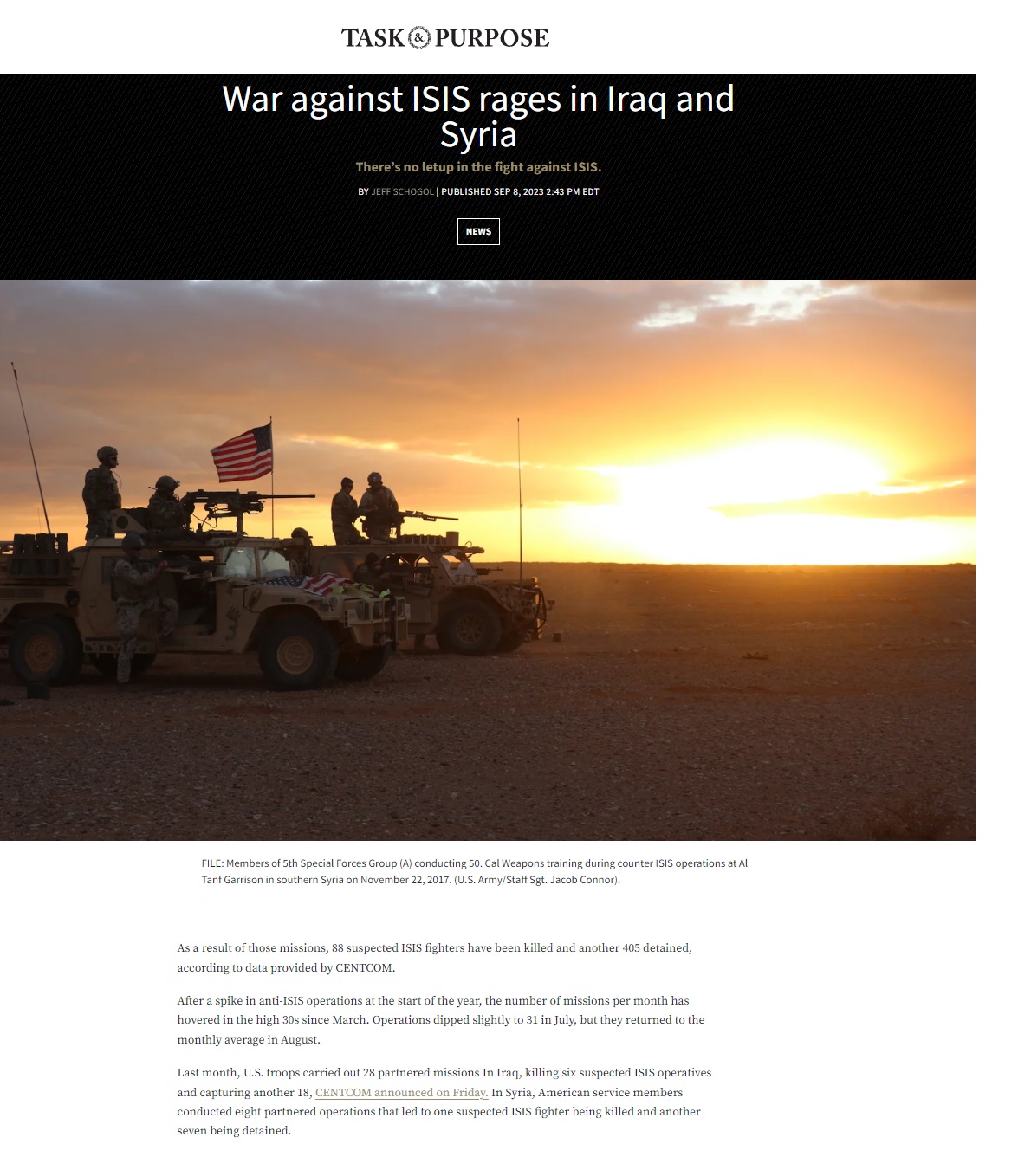 تاسك آند بربوز: الحرب ضد داعش الإرهابي تحتدم في العراق وسوريا