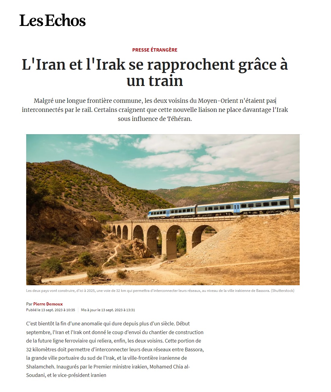لي إيكو: إيران والعراق تقتربان أكثر فأكثر بفضل القطار