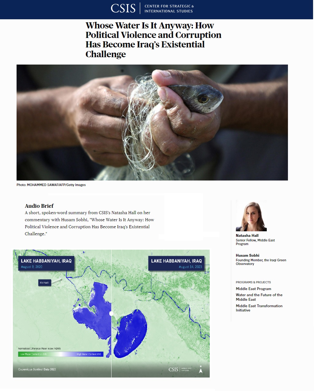 مركز الدراسات الاستراتيجية والدولية في واشنطن: أحزاب وميليشيات متنفذة تدير لصوص المياه في العراق
