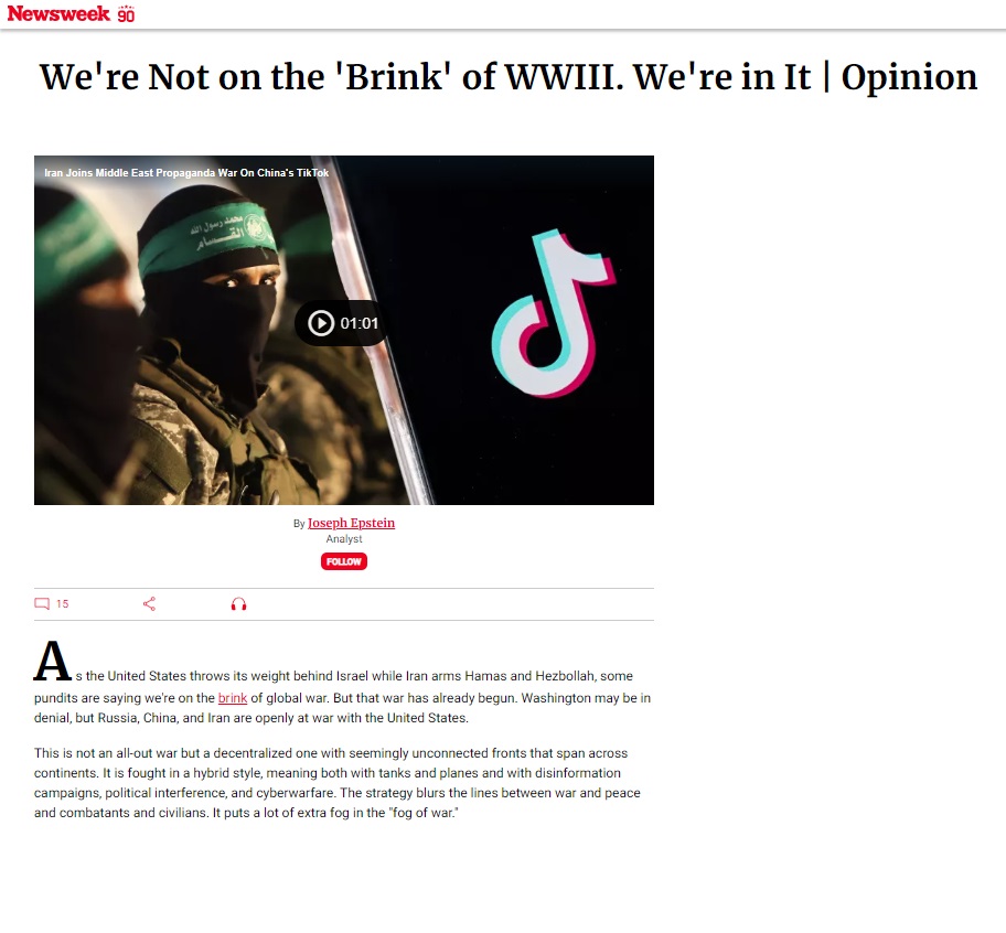 نيوزويك: لسنا على شفا حرب عالمية ثالثة بل نحن في غمارها