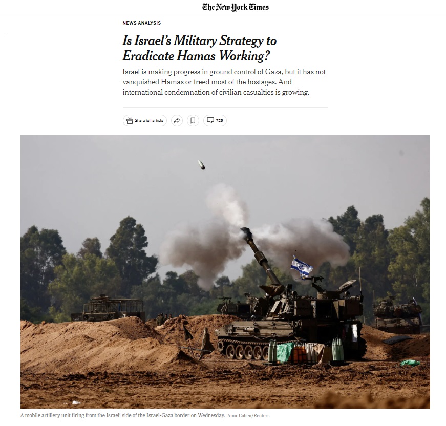 نيويورك تايمز: هل تنجح الاستراتيجية العسكرية لإسرائيل في القضاء على حماس؟