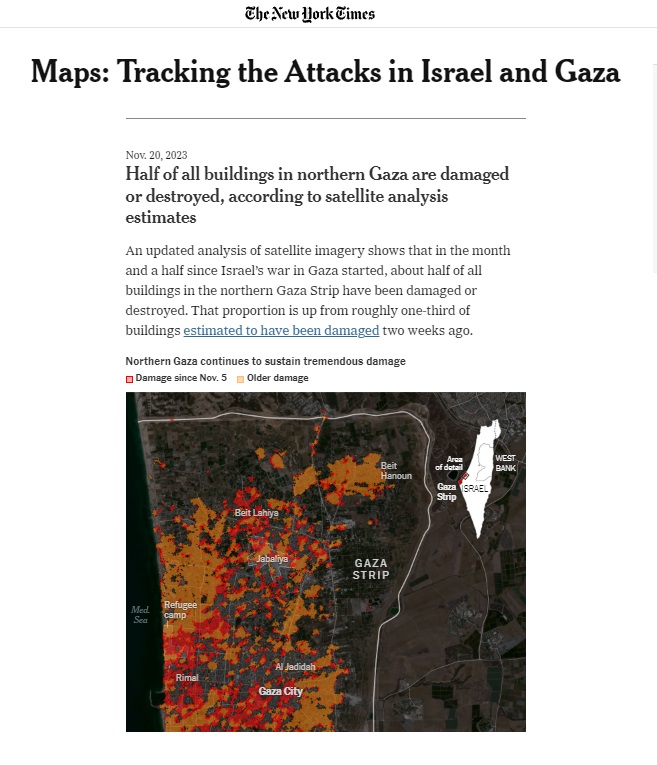 نيويورك تايمز: تحليل لصور الأقمار الصناعية يظهر حجم الدمار في غزة