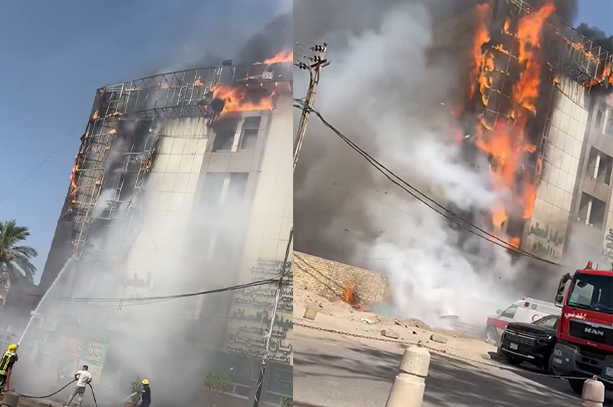 اندلاع حريق كبير بمستشفى السلام الأهلي في مدينة الحلة بمحافظة بابل