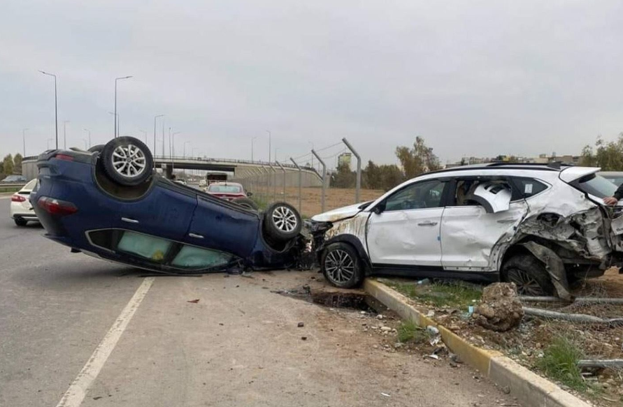 مصرع واصابة أربعة اشخاص بحادث سير على طريق السليمانية – عربت