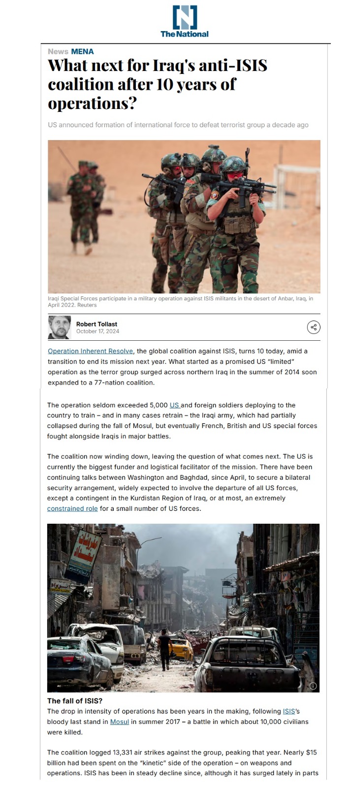 ذا ناشونال: ماذا بعد التحالف الدولي في العراق