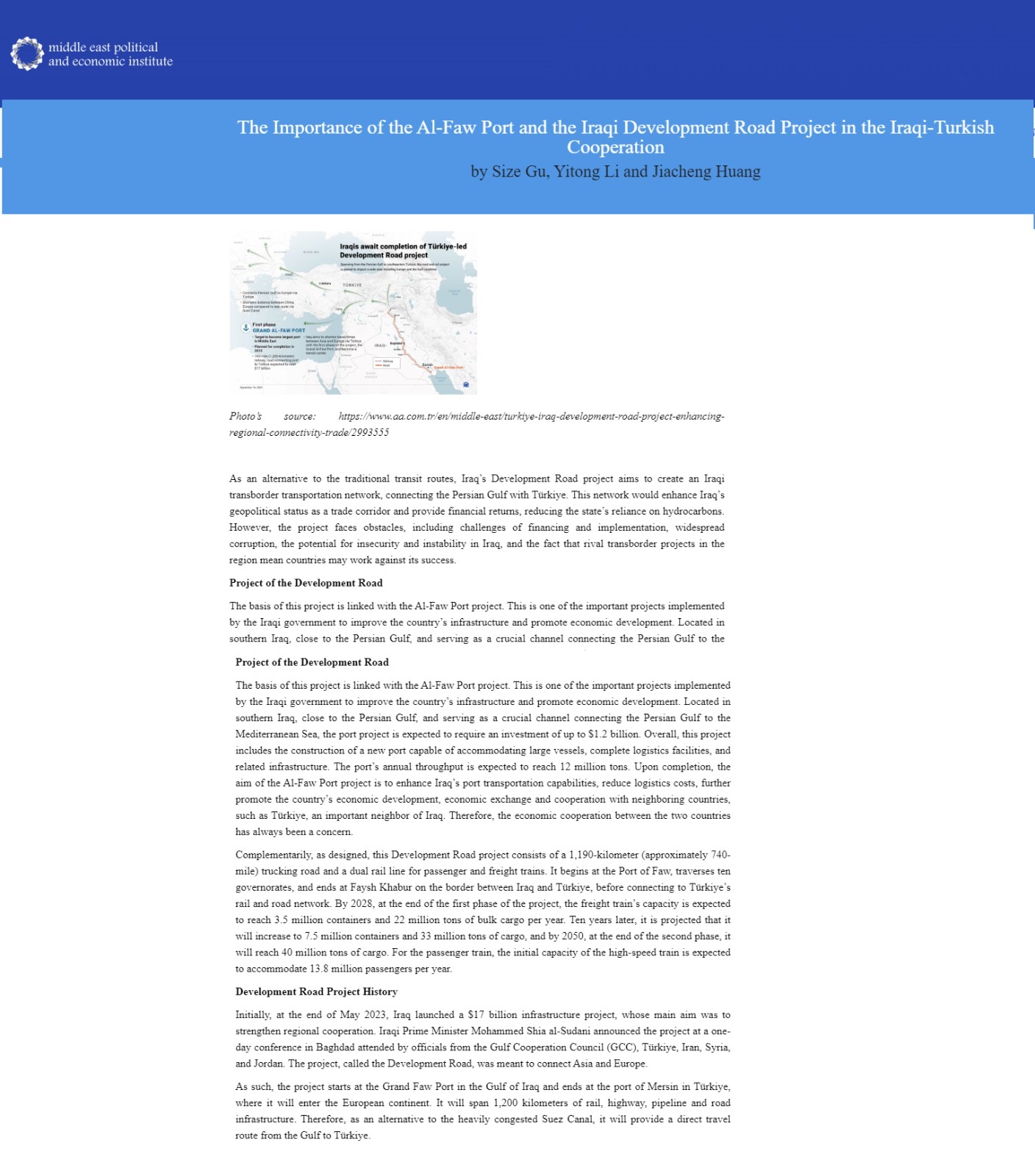 معهد الشرق الأوسط للشؤون السياسية والاقتصادية: ميناء الفاو الكبير ينقذ رصيد حكومة السوداني
