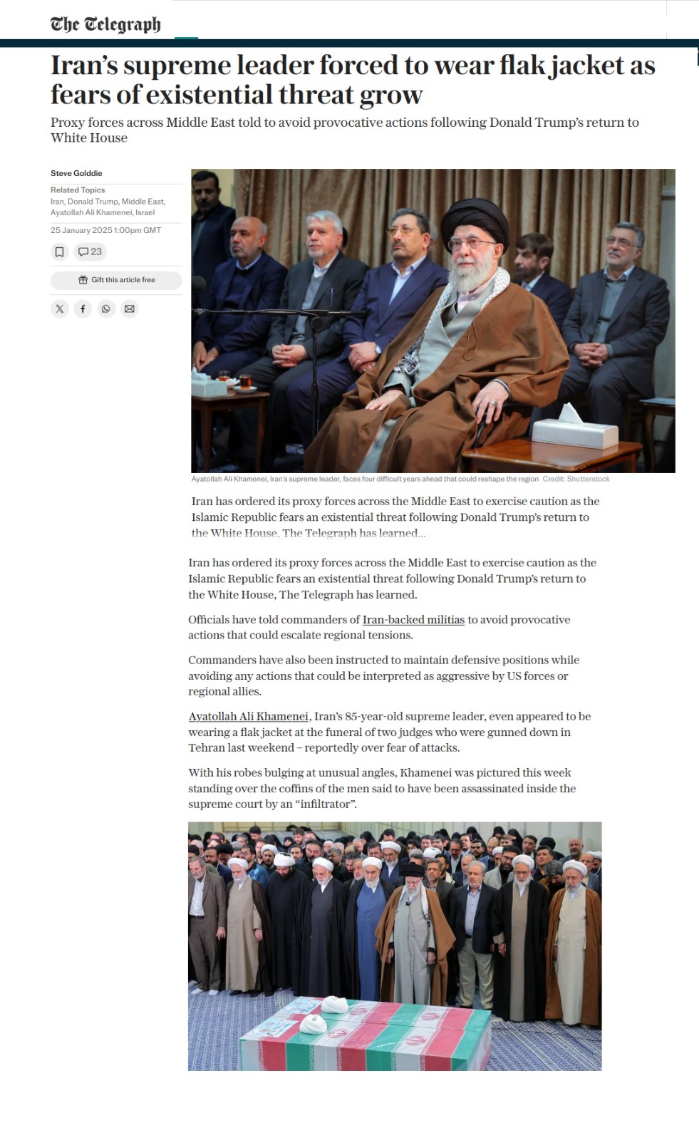 التليغراف: مع مجيء ترامب.. طهران تصدر توجيهات عاجلة لقادة “وكلائها”