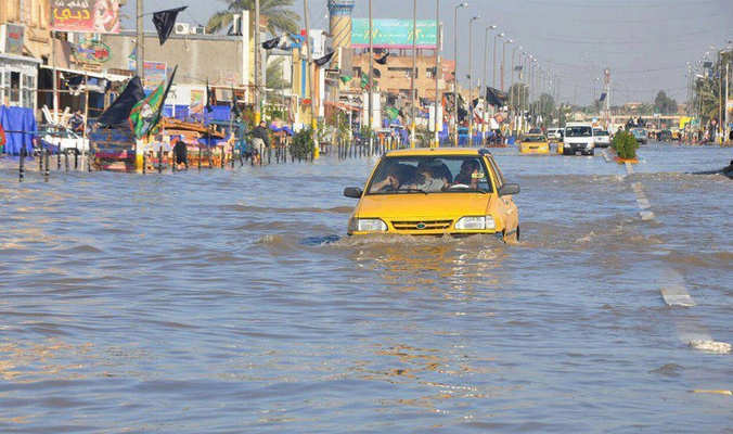 بالفيديو..غرق شوارع منطقة الداخل في مدينة الصدر بمياه الامطار