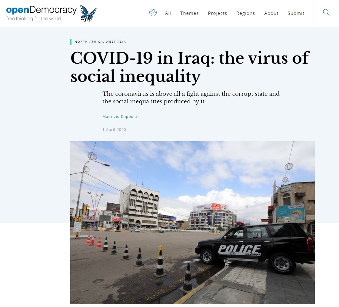 أوبن ديموكراسي: حجم البطالة في العراق يضاعف من أزمة انتشار فيروس كورونا