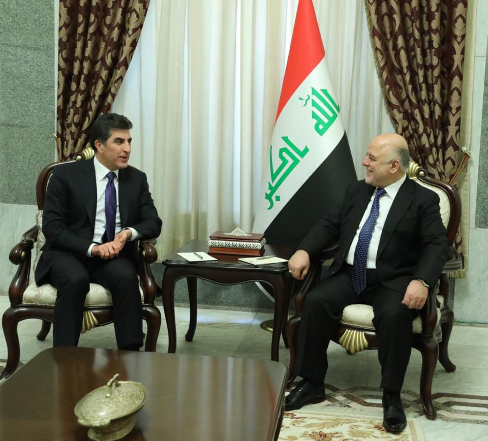 العبادي يلتقي بارزاني في بغداد.. ويبحثان مستجدات الأحداث