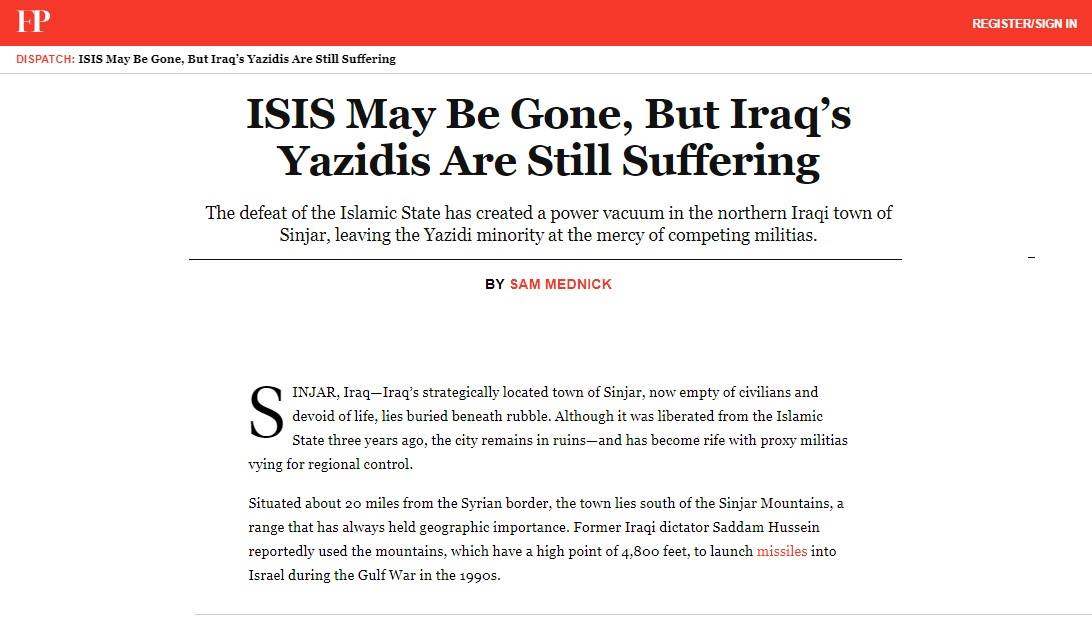فورين بوليسي: داعش رحل .. لكن الإيزيديين مازالوا يعانون