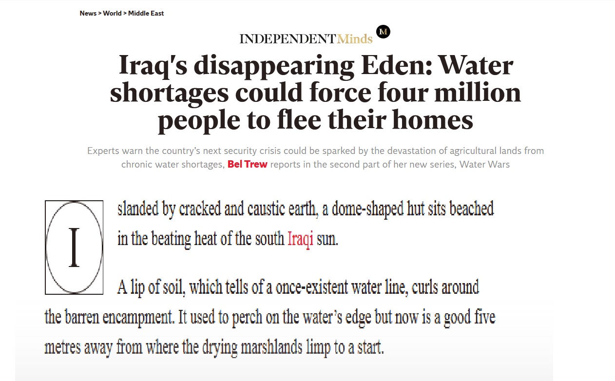الإندبندنت: نحو 4 ملايين عراقي سيجبرون على النزوح من مناطقهم بسبب أزمة المياه